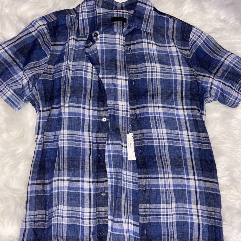Blue Plaid Button Down Shirt - Size Small